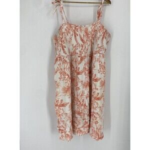 Torrid 5X Floral Tropical Shirred Dress Knee Length Plus Size Boho Summer Short